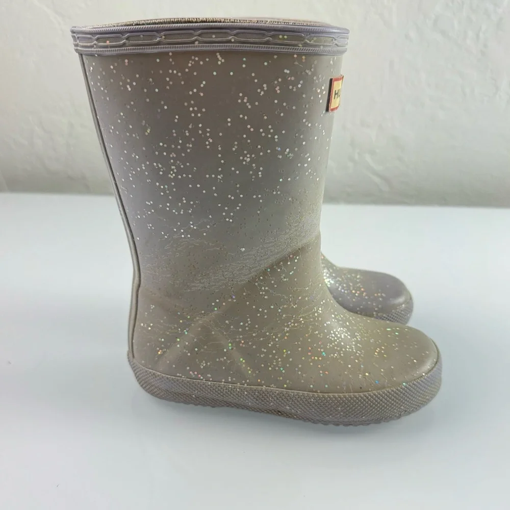 Hunter Rain Boots Kids First‎ Classic Glitter Purple Lavender Sparkle Rubber